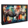 quadro decorativo pintura rinoceronte v1703 moldura preta