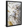 quadro leao branco dourado marmore preto