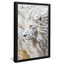 quadro leao branco dourado marmore preto reflexo