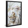 quadro leao marmore branco preto reflexo