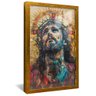 quadro retrato mosaico jesus cristo dourado reflexo
