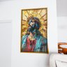 1 quadro cristo em mosaico dourado