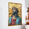 2 quadro cristo em mosaico dourado