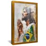 quadro jesus rezando brandeira brasil dourado reflexo