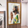 1 quadro jesus rezando bandeira brasil dourado