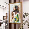 2 quadro jesus rezando bandeira brasil dourado