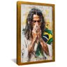 quadro jesus oracao usando bandeira brasil dourado