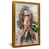 quadro jesus oracao usando bandeira brasil dourado reflexo