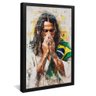 quadro jesus oracao usando bandeira brasil preto