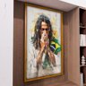 2 quadro jesus em oracao usabdo bandeira brasil dourado