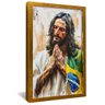quadro jesus rezando pelo brasil dourado