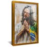quadro jesus rezando pelo brasil dourado reflexo