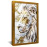 quadro leao marmore branco dourado