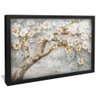 quadro pintura arvore floral branco preto reflexo