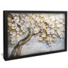 quadro floral branco preto reflexo