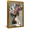 quadro mulher e floral dourado
