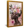 quadro mulher negra floral dourado reflexo