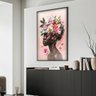 1 quadro mulher negra e floral preto