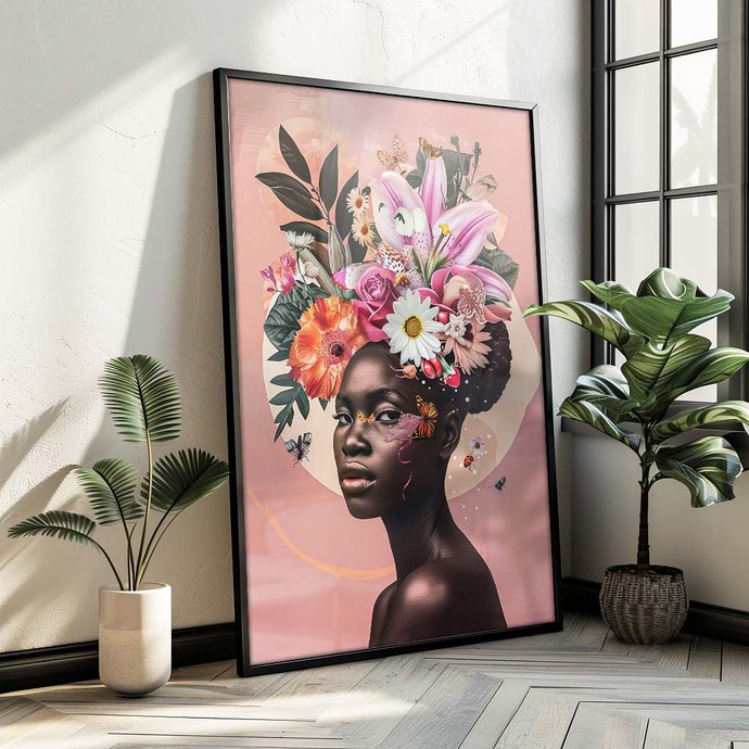 2 retrato mulher usando floral preto