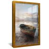 quadro canoa na praia dourado reflexo