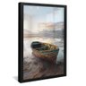 quadro canoa na praia preto reflexo