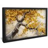 quadro arvore folhas douradas preto