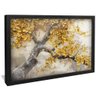 quadro arvore folhas douradas preto reflexo