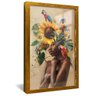 quadro mulher e girassol dourado reflexo