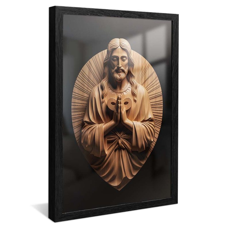 quadro escultura de jesus preto reflexo