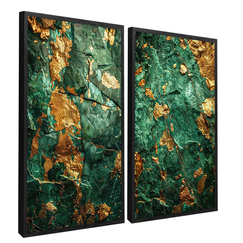 quadro duo esmeralda e ouro preto