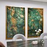 2 quadro duo esmeralda e ouro dourado