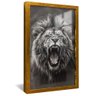 quadro leao rugindo dorado reflexo