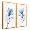 quadro duo floral azul dourado
