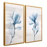 quadro duo floral azul dourado reflexo