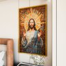 1 quadro vitral jesus rezando dourado