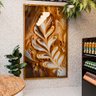 1 quadro floral arte latte dourado