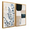 quadro duo floral e abstrato dourado