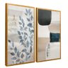 quadro duo floral e abstrato dourado reflexo