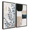 quadro duo floral e abstrato preto