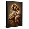 quadro jose com jesus no colo preto reflexo
