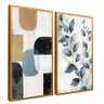 quadro duo painel e flores dourado