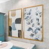 2 quadro duo painel e flores dourado
