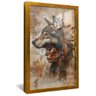 quadro indigena com pele de lobo dourado reflexo