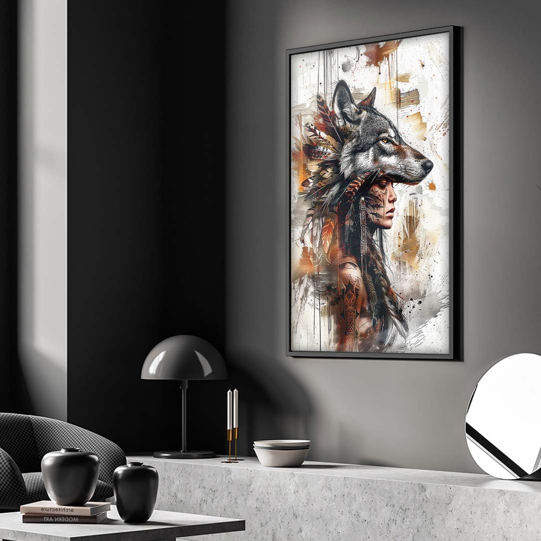 Quadro Decorativo Pintura Indígena Americana V1924