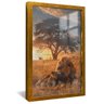 quadro leoes na savanna dourado reflexo