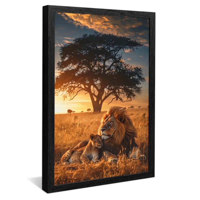 quadro leoes na savanna preto