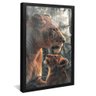 quadro leoa protegendo filhote preto reflexo