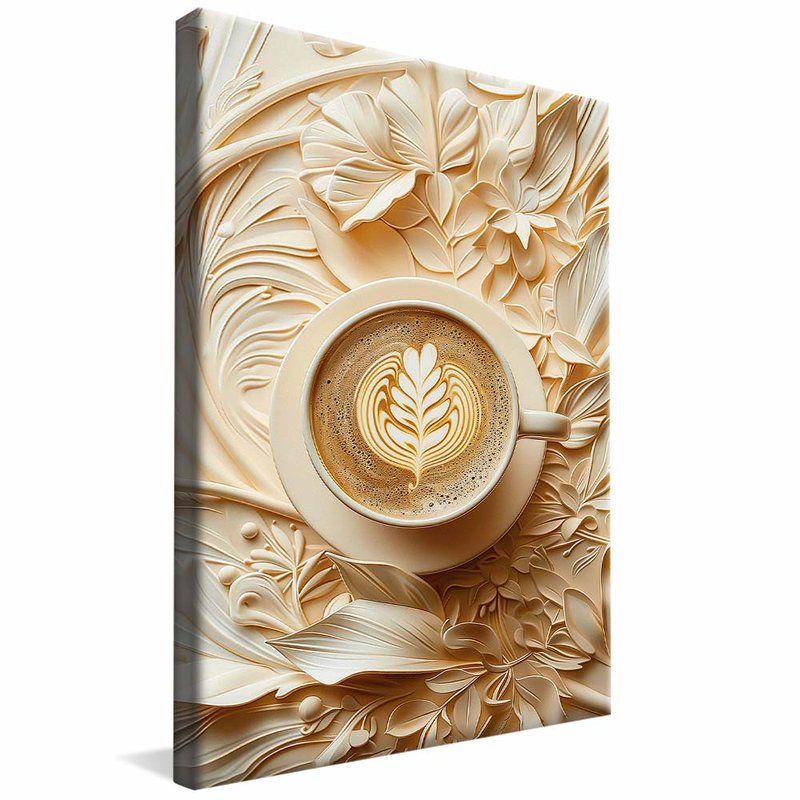 quadro latte arte em capuccino borda infinita