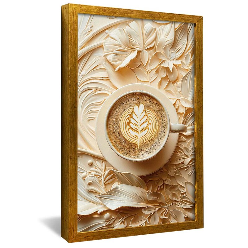 quadro latte arte em capuccino dourado
