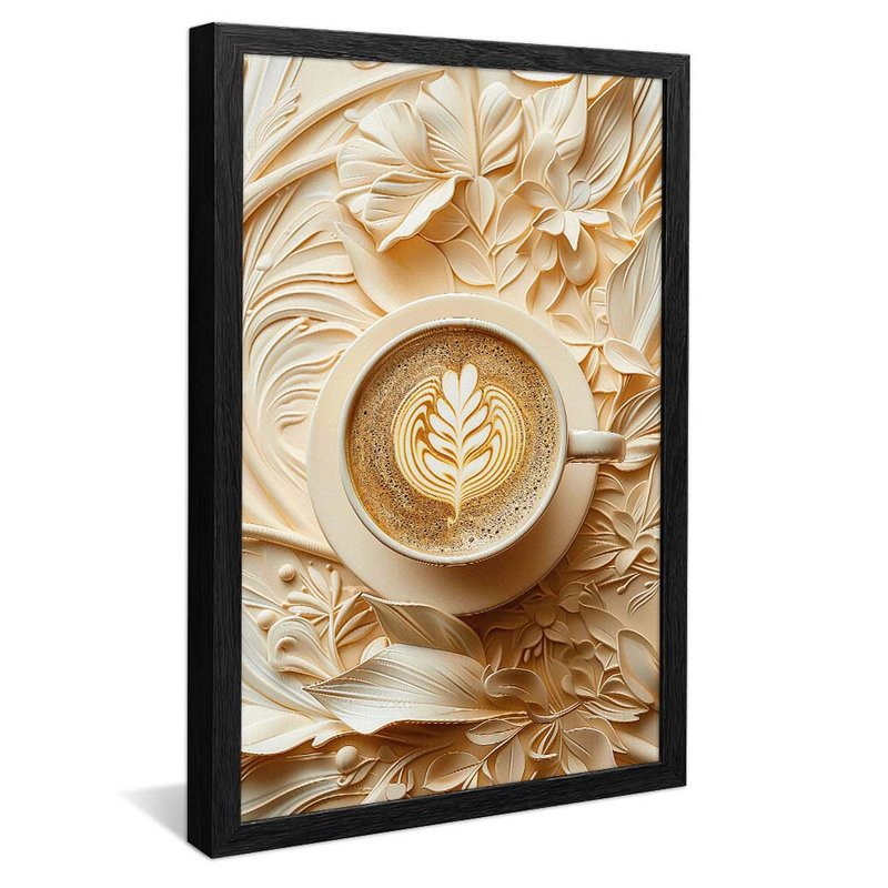 quadro latte arte em capuccino preto